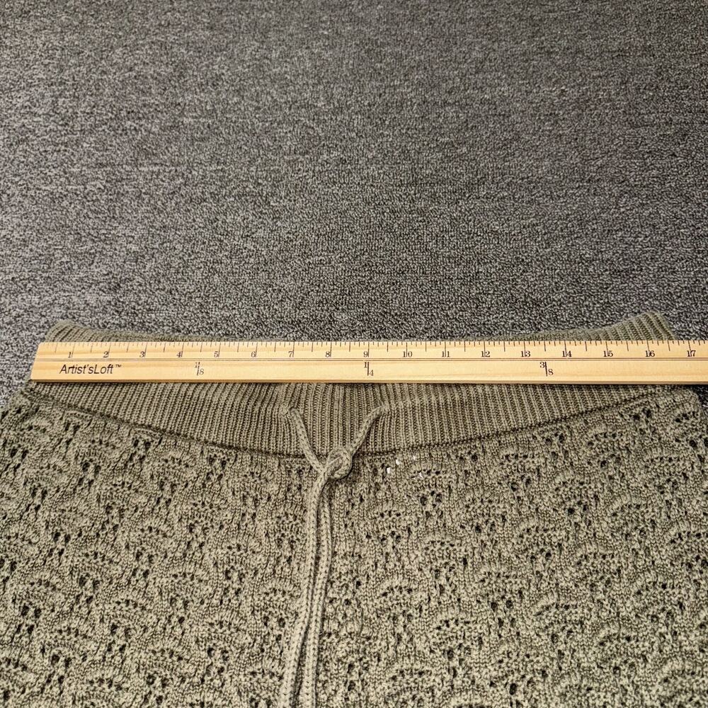 Aerie Crochet Coverup Pant Women's Large Olive Green Wide Leg Cottage Core Beach - Picture 6 of 11